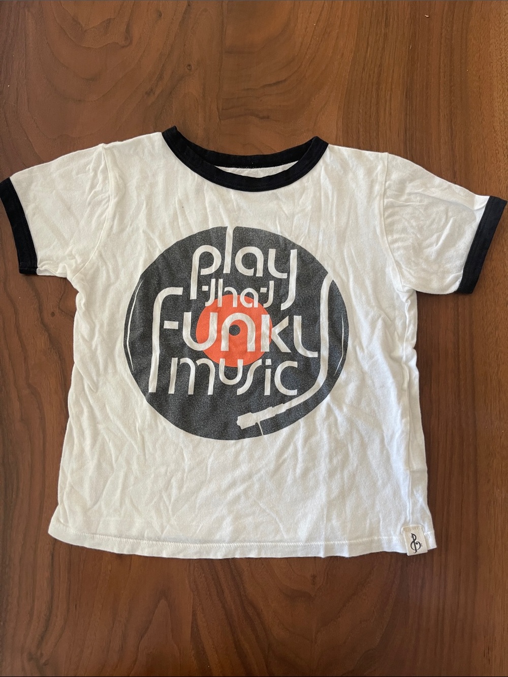 Rowdy Sprout Kids White Ringer T-Shirt with Black Trim and Graphic